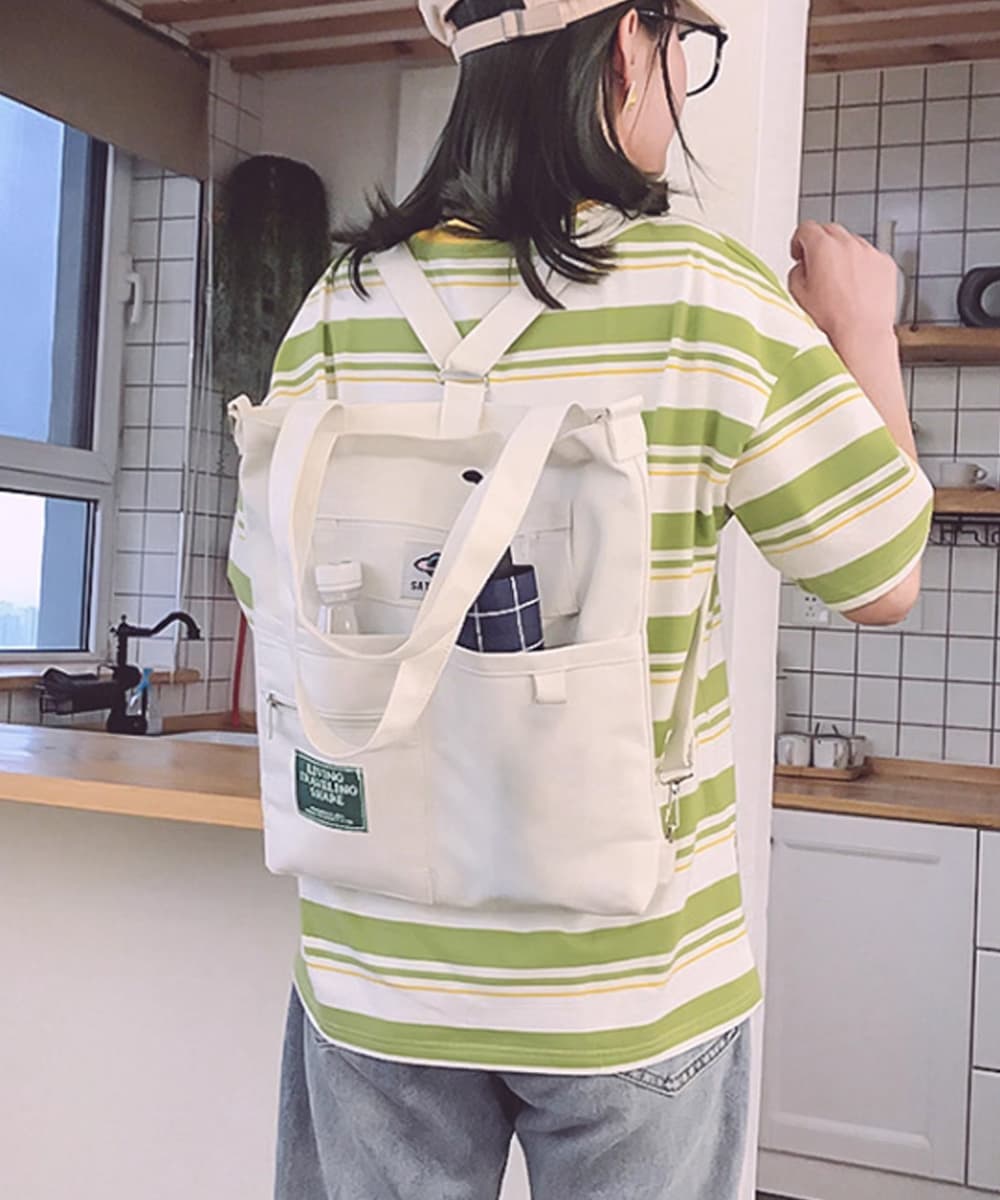 帆布バッグ 帆布トートバッグ 3通り使える軽量多機能かばん