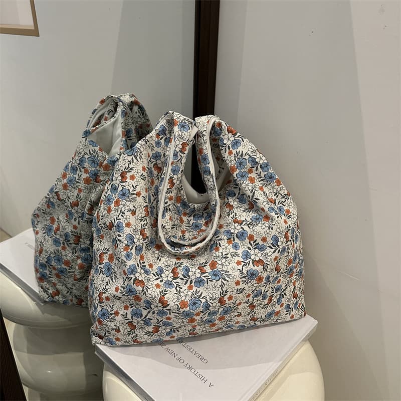 帆布バッグ 花柄帆布ショルダートートバッグ