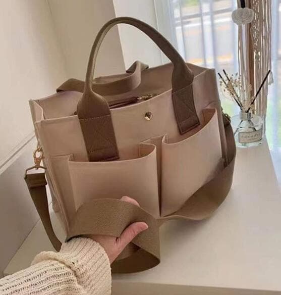 帆布バッグ 女性用帆布トートバッグ 肩掛けショルダー二色展開