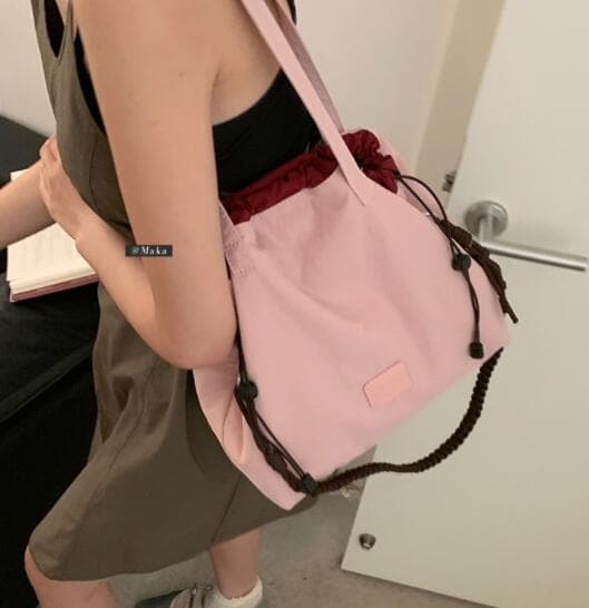 帆布バッグ 帆布2ウェイ巾着トートバッグ肩掛けショルダー