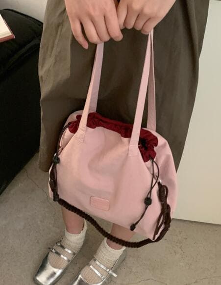 帆布バッグ 帆布2ウェイ巾着トートバッグ肩掛けショルダー