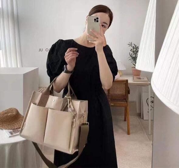 帆布バッグ 女性用帆布トートバッグ 肩掛けショルダー二色展開