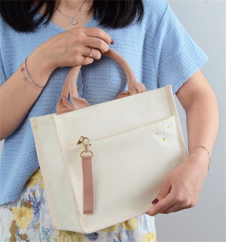 帆布バッグ 刺繍花柄帆布トートバッグ 通勤学生向け
