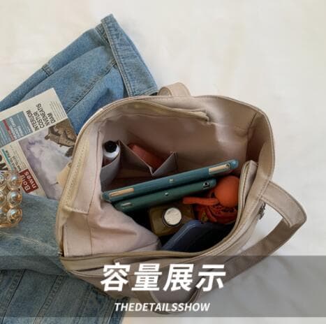 帆布バッグ 女性用配色帆布ショルダートートバッグ